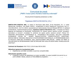 Comunicat de Presa PNRR : Digitalizare DENTA-SYM DIGITAL S.R.L.